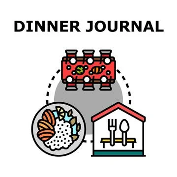 Dinner journal concept tracing cooking and eating experiences Stock Illustration