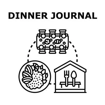 Dinner journal concept tracing cooking and eating experiences Stock Illustration