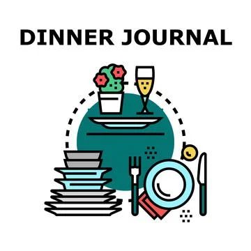 Dinner journal plan for food events Stock Illustration