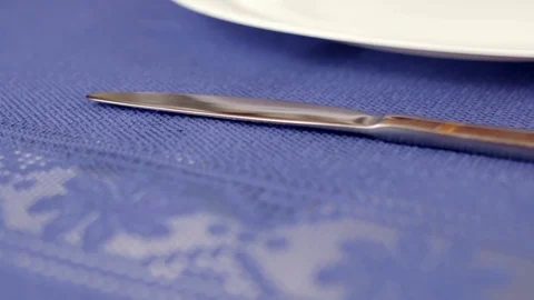 Dinner knife cutlery Stock Footage 72471479