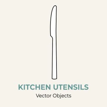 Dinner knife vector isolate illustration. Vector line illustration logo icon  Stock Illustration