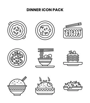 Dinner Line Scalable Icons Pack Stock Illustration