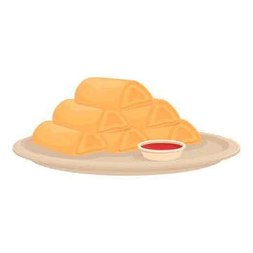 Dinner lunch icon cartoon vector. Spring roll Stock Illustration