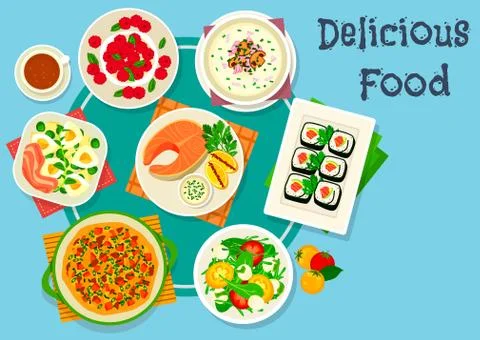 Dinner menu with cheese dessert icon Stock Illustration