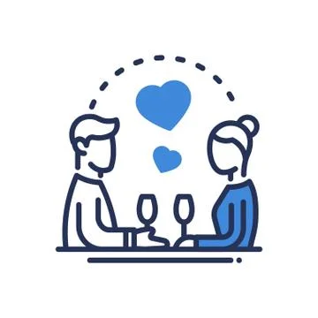 Dinner - modern vector single line icon Stock Illustration