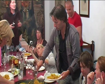 Dinner paella spain group Stock Footage 637791