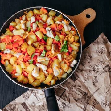 Dinner in pan Stock Photos