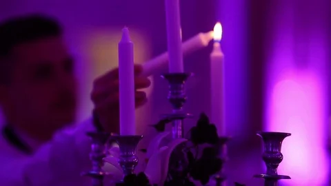 Dinner party by candle light at restaurant Stock Footage 76203504