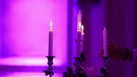 Dinner party by candle light at restaurant Stock Footage 76203706