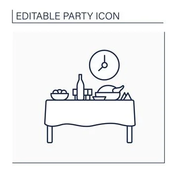 Dinner party line icon Stock Illustration