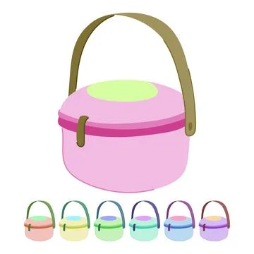 Dinner picnic basket vector cartoon graphic Illustration
