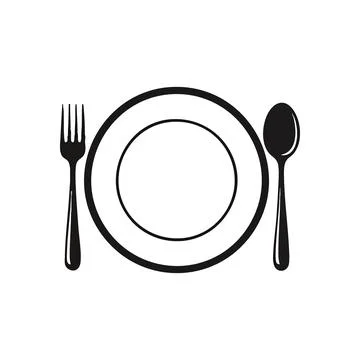 (Dinner Place Setting Icon. Minimalist graphic of an empty dining plate alo.. Stock Illustration