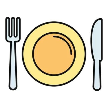 Dinner place setting showing plate and cutlery icon Stock-Illustration