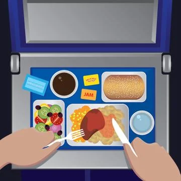 Dinner on the plane from first view Stock Illustration