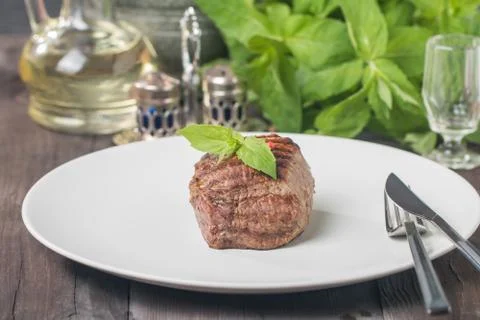 Dinner plate with beef steak Foto stock