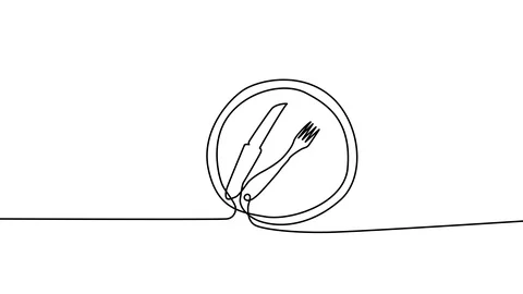 Dinner Plate One Stroke Animaton 库存影片 113904950
