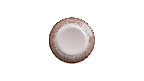 Dinner Plate with Red Stripe, Ceramic Serving Dish, Round Plate Stock Footage 289438773