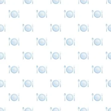 Dinner plate setting white simple seamless pattern Stock Illustration