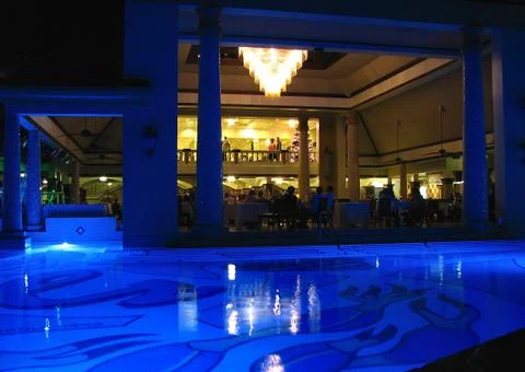 Dinner by the pool Stock Photos