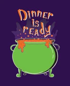 Dinner is ready sticker for halloween design Stock Illustration