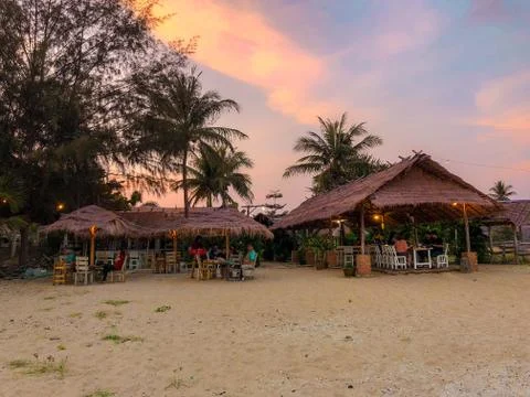 Dinner in the restaurant with nature beach Stock Photos