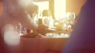 Dinner In A Restaurant. People Eating And Talking Stock Footage