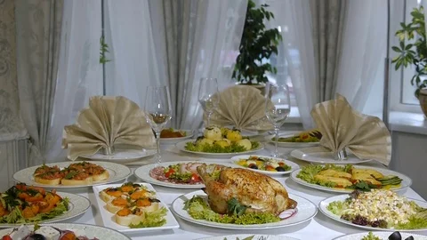 Dinner at a restaurant serving delicious meals Stock Footage 70238676
