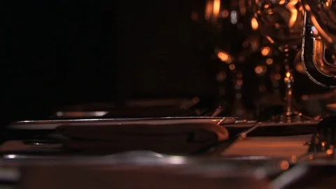 Dinner set up outside at night Video stock 91788116