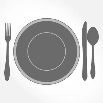 Dinner Set - plate, knife, spoon and fork Stock Illustration