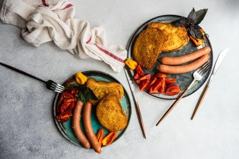 Dinner set served on a plate Stock Photos
