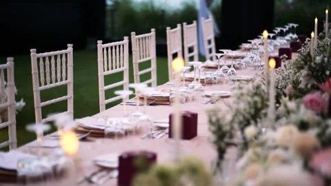 Dinner set up for wedding reception Stock Footage 274401834