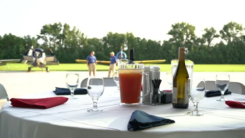 Dinner Table at Airport Stock Footage 161913660