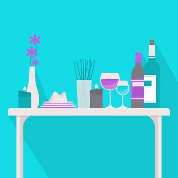 Dinner table arrangement Stock Illustration