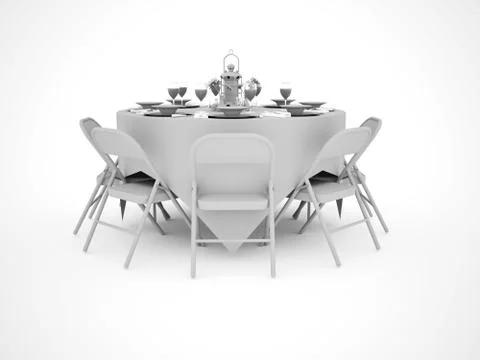 Dinner table celebration isolated on white Stock Illustration