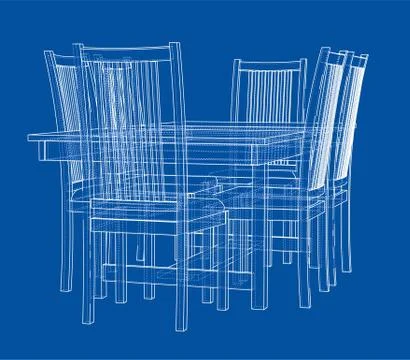 Dinner table with chairs Stock Illustration