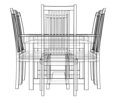 Dinner table with chairs Stock Illustration
