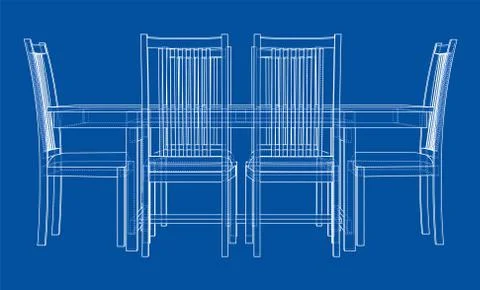 Dinner table with chairs Stock Illustration