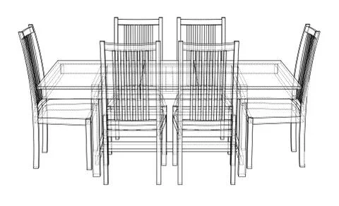 Dinner table with chairs Stock Illustration