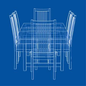 Dinner table with chairs Stock Illustration