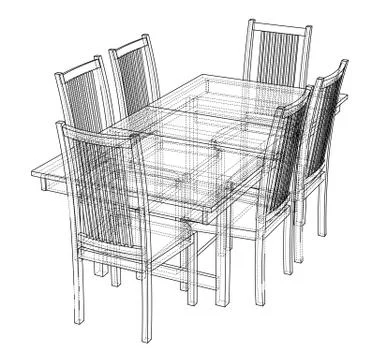 Dinner table with chairs Stock Illustration