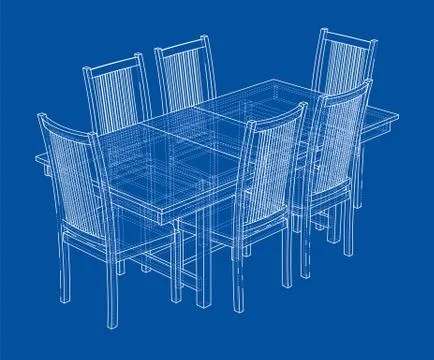 Dinner table with chairs Stock Illustration