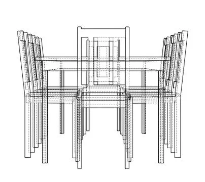 Dinner table with chairs Stock Illustration