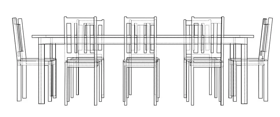 Dinner table with chairs Stock Illustration