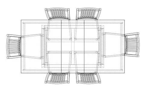 Dinner table with chairs. Vector rendering of 3d Stock Illustration