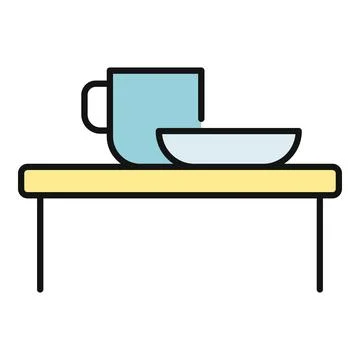 Dinner table with cup and bowl icon Stock Illustration