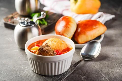 Dinner table with different dishes, set menu for nutritious healthy lunch i.. Foto stock