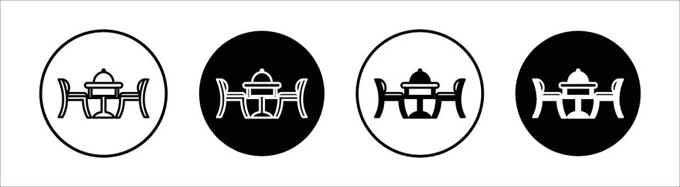 Dinner table flat line icon set. Dinner table Thin line illustration vector Stock Illustration