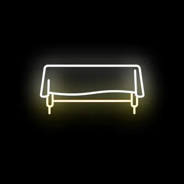 Dinner table with glowing neon line icon Illustrazione stock