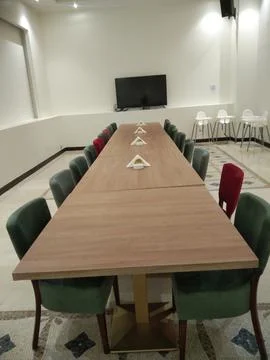 The dinner table in the hall Stock Photos