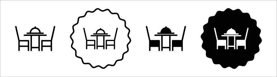 Dinner table icon symbol set collection. Dinner table simple vector sign bund Stock Illustration